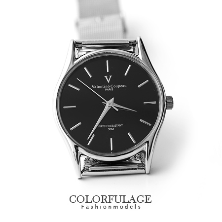 Valentino范倫鐵諾 超薄鏡面鋼索腕錶