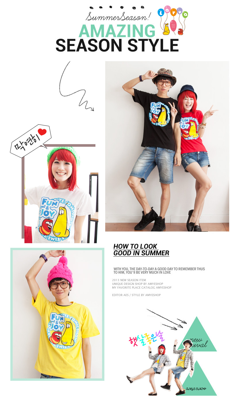 LARVA 逗逗蟲 MIT台灣製 正版授權T恤純棉 Tshirt 情侶裝 親子裝 ★JOY&FUN-賊笑逗逗蟲★ 班服 團體服【D0186】艾咪E舖