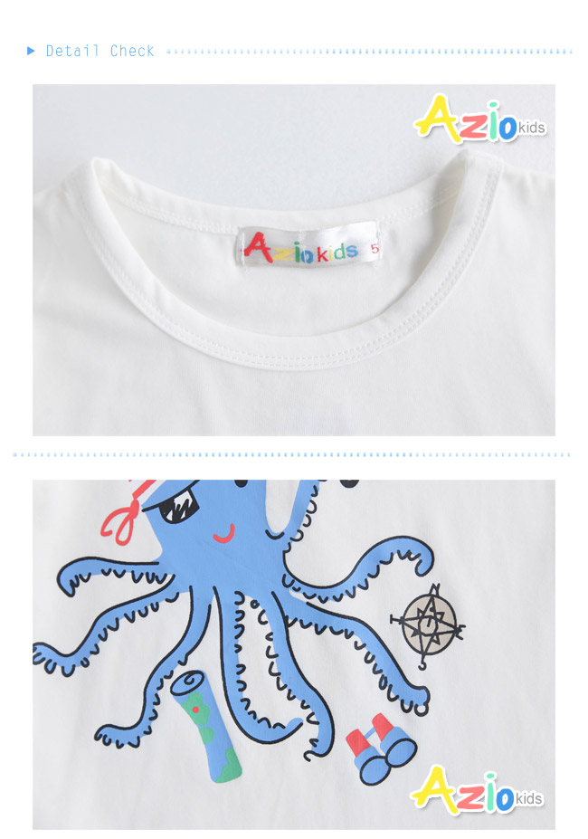 童裝 上衣 海盜造型章魚棉質短袖T恤(白)