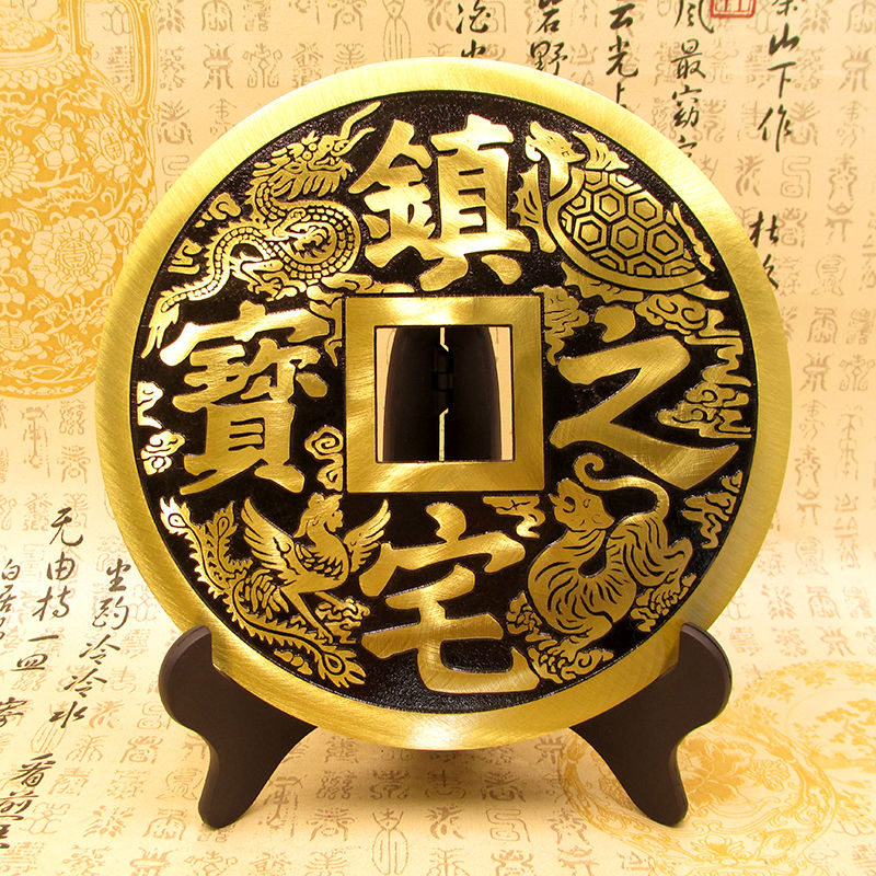 純銅鎏金盤擺件黃銅盤碟風水鎮宅 純銅鎏金盤擺件黃銅盤碟風水鎮宅