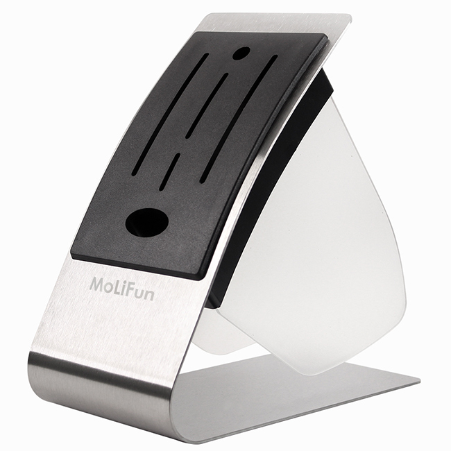 MoLiFun魔力坊 典雅時尚C型白鋼置刀架【送不鏽鋼砧板】(MF0412U)