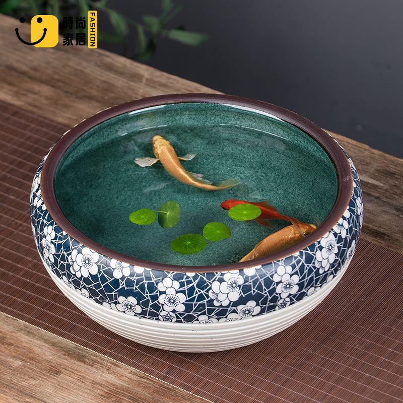 免運 特惠/附發票 魚缸 盆 水缸 景德鎮陶瓷魚缸大號青花手繪金魚缸碗蓮缸烏龜缸魚盆家居裝飾擺件工廠直銷 店長推薦 售後保障 全館折扣 5s722