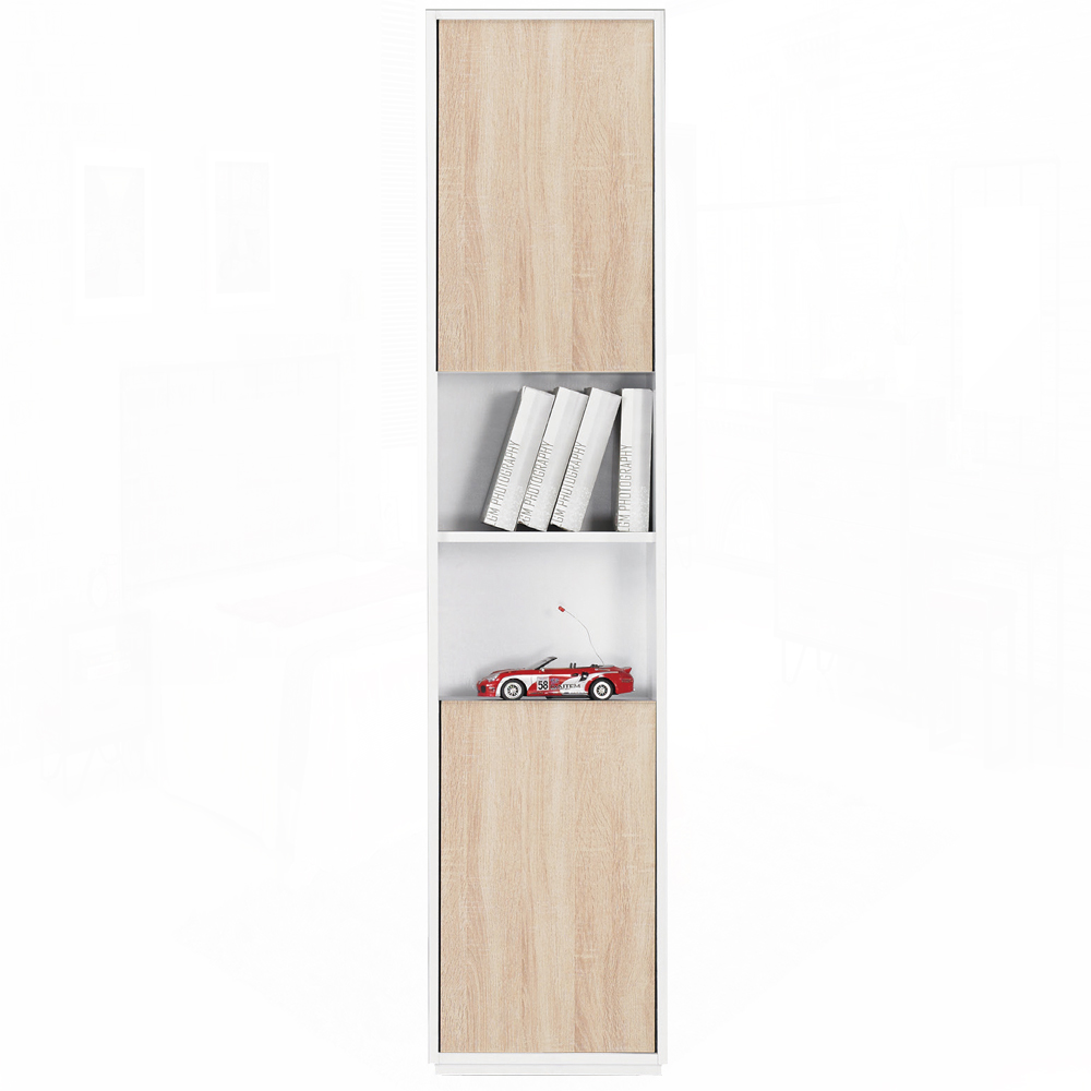 布拉格1.35尺白色橡木紋二門中空書櫃