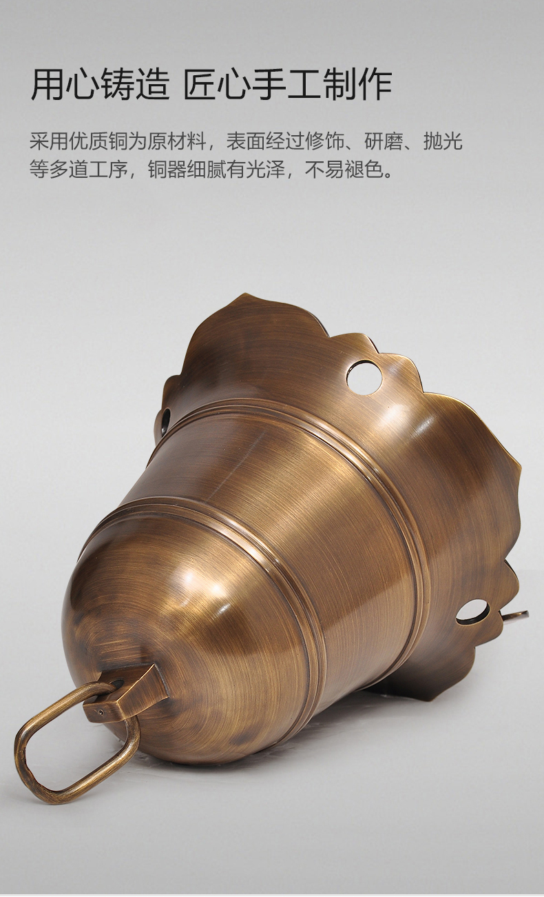 仿古云板銅鐘純銅大號寺廟門口鈴鐺風鈴掛鐘手搖銅鈴風水裝飾擺件| 協貿