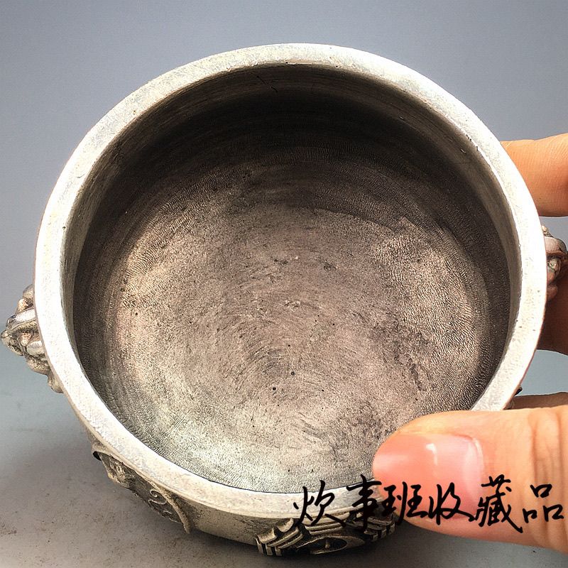清乾隆年制純銅鍍銀四神獸八卦香爐復古家居供奉插香爐擺件收藏c7301