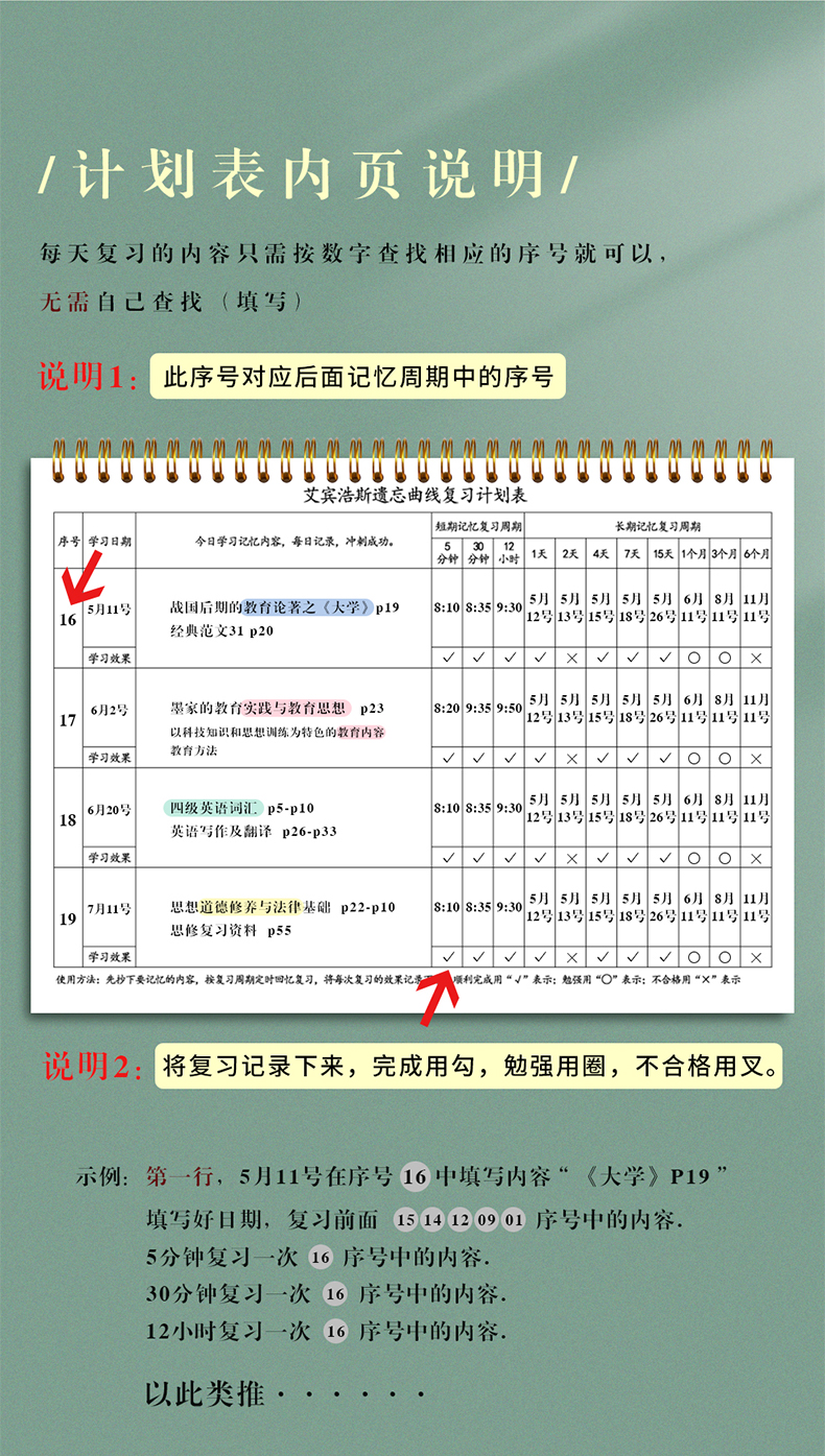 艾賓浩斯遺忘曲線記憶本考研復習計劃表A4高效學習背單詞記錄卡加厚筆記本子學生用背誦打卡學霸學習計劃本| 協貿國際日用品生活館直營店|  樂天市場Rakuten