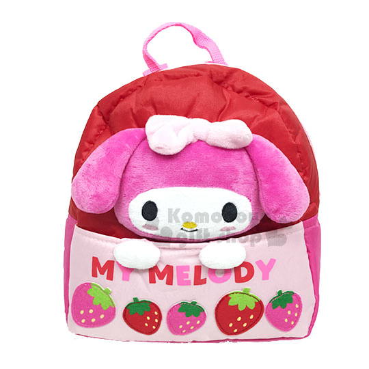 小礼堂〕美乐蒂 儿童造型绒毛后背包《粉红.大脸.草莓》小背包