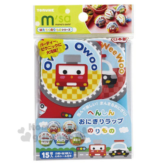 小禮堂 日本torune 日製飯糰包紙防油紙 15入 藍紅車 18x18cm 食品包裝紙 小禮堂卡通百貨