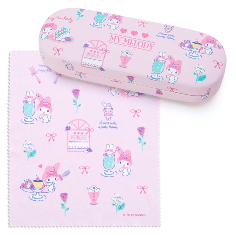 小禮堂美樂蒂皮質硬殼眼鏡盒附眼鏡布皮質收納盒小物盒 粉21新生活 小禮堂卡通百貨