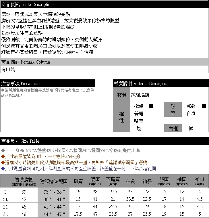 氣質洋裝--亮眼造型撞色羅紋星星拼接口袋寬鬆圓領長袖連衣裙(黑L-3L)-A351眼圈熊中大尺碼