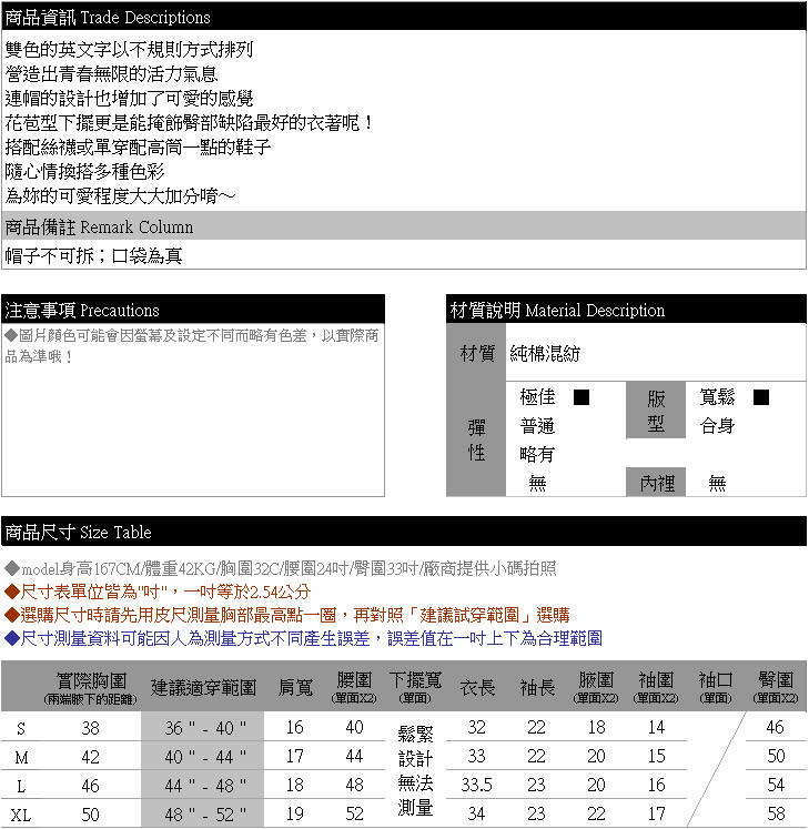 質感--活力青春無限連帽寬版躍動英文印圖雙口袋花苞下擺長上衣(黑.灰.紅S-XL)-D50眼圈熊中大尺碼