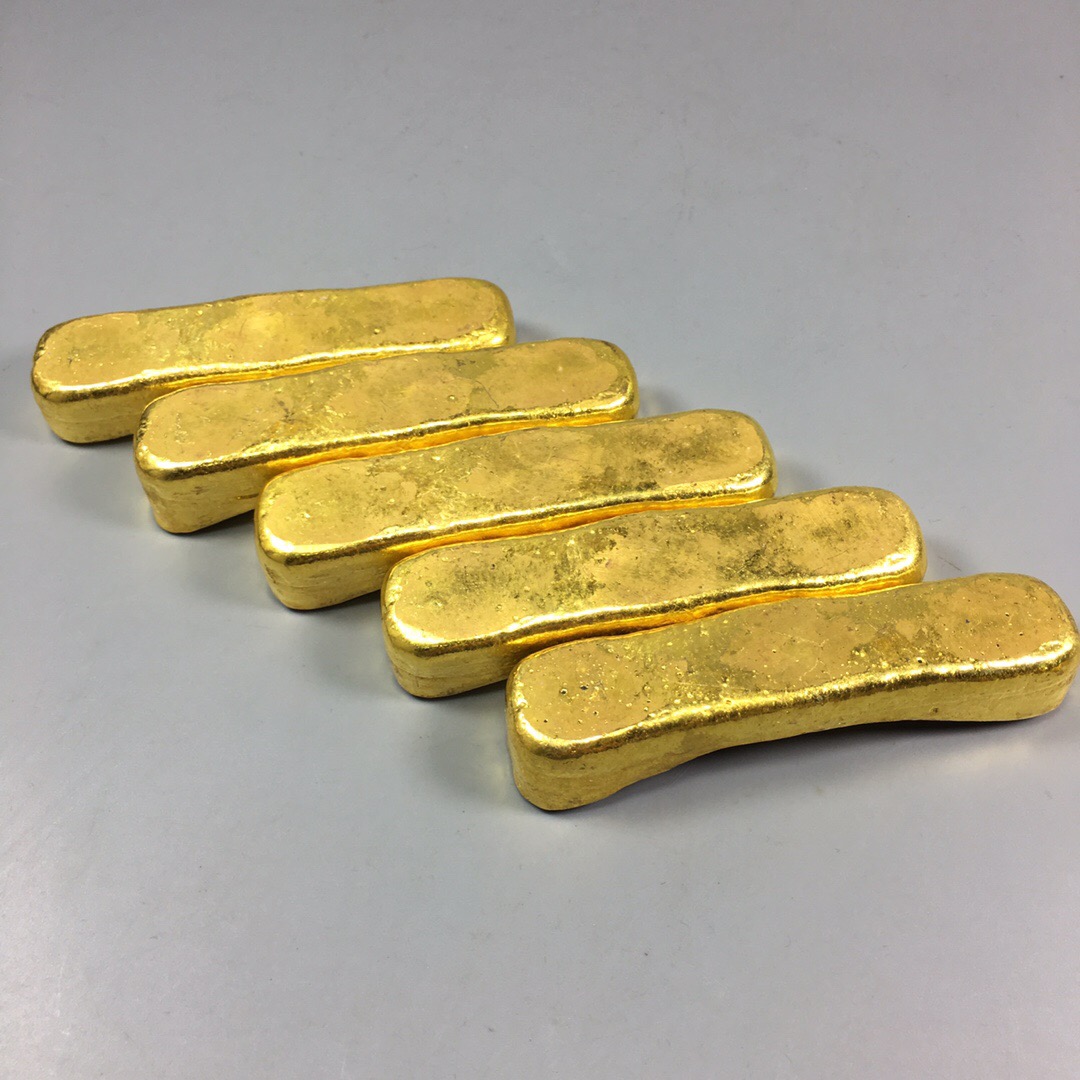 銅鎏金福祿壽喜財金元寶一套古代元寶金條足金金錠古錢幣古玩收藏| 協貿