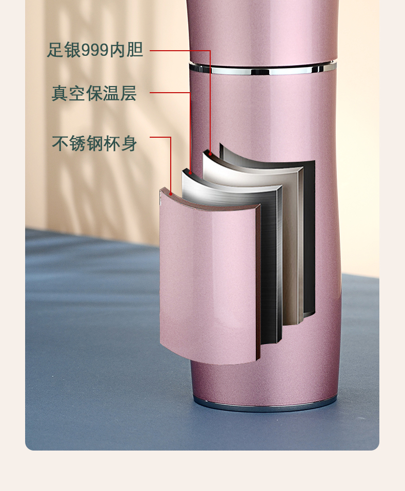 銀杯子999純銀純銀內膽保溫杯女便攜式食用水杯送父母的禮物實用| 協貿