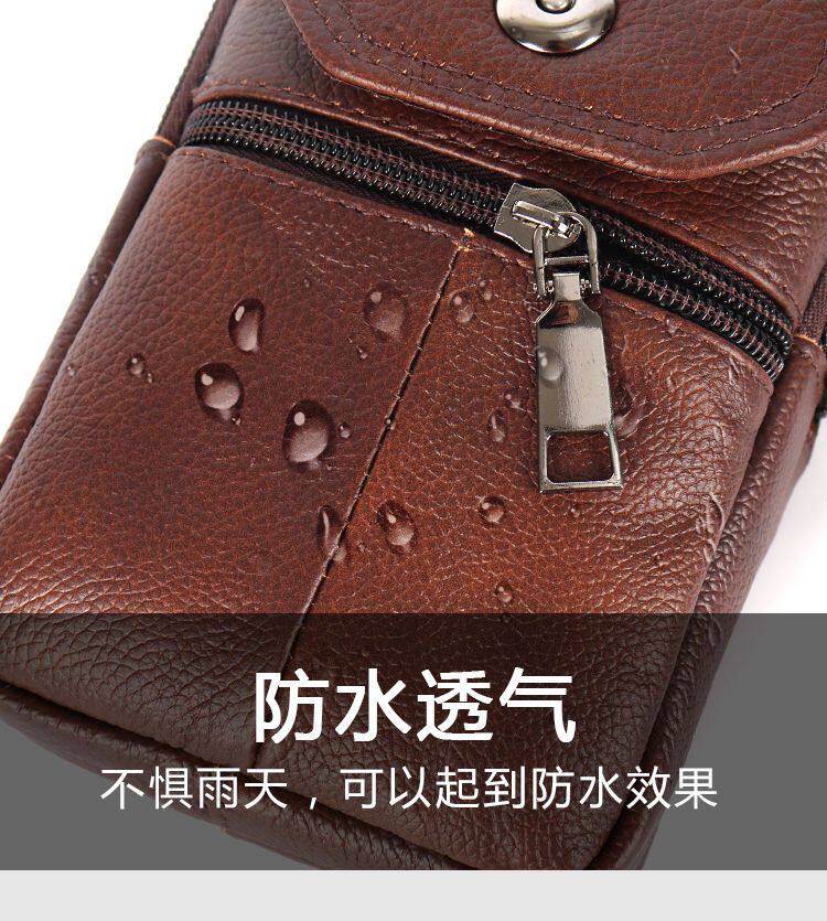 新款牛皮手機包戶外工地防水防塵手機套男多功能斜後背包穿皮帶腰 包/箱/袋 背包/書包/肩包 5