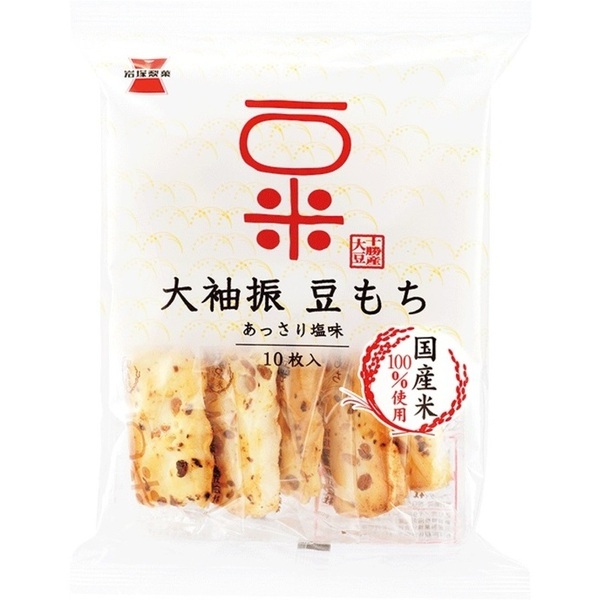 【豆嫂】日本零食 岩塚大袖振米果(塩味/醬油)(10枚)