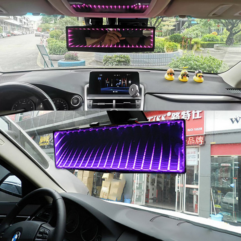 汽車內廣角後視鏡LED深淵燈倒車鏡車載氛圍燈防炫目