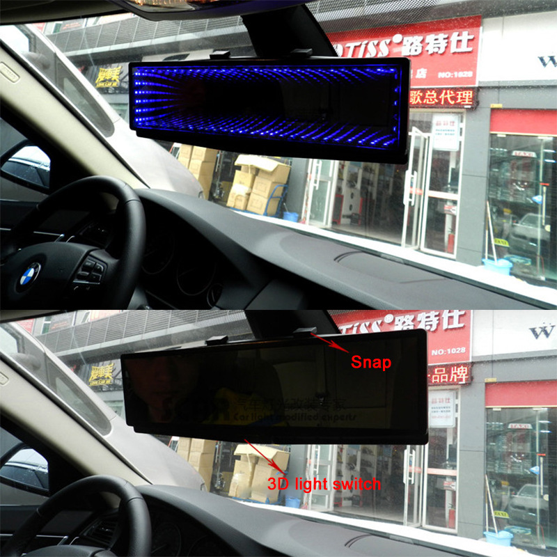 汽車內廣角後視鏡LED深淵燈倒車鏡車載氛圍燈防炫目