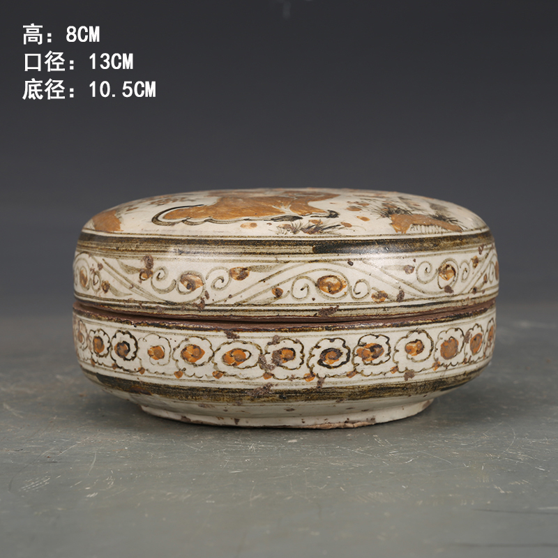 宋磁州窯彩繪高士蓋盒古董古玩收藏真品老物件仿古瓷器| 協貿國際日用品