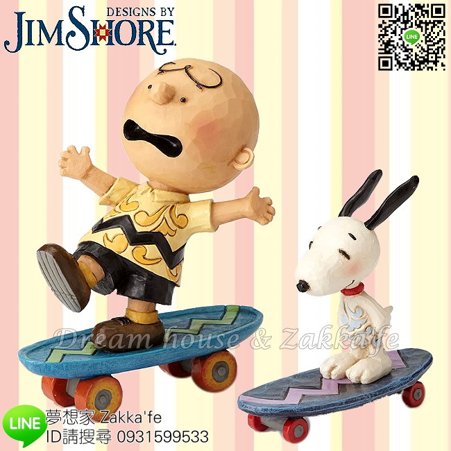 美國ENESCO精品Jim Shore 愛木小灣史努比與查理布朗玩滑板《 PEANUTS