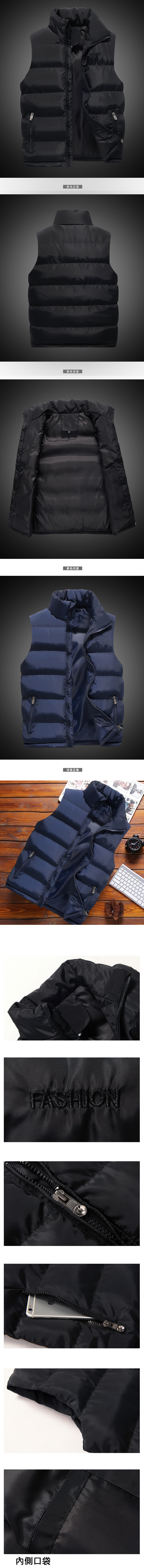 【Y215】shiny藍格子-溫暖必備．秋冬季男修身保暖羽絨棉背心外套