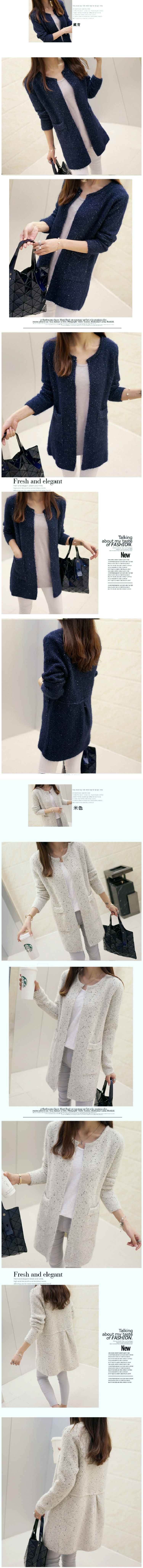 【T21178】shiny藍格子-實搭新作．顯瘦寬鬆圓領中長款針織毛衣開衫外套