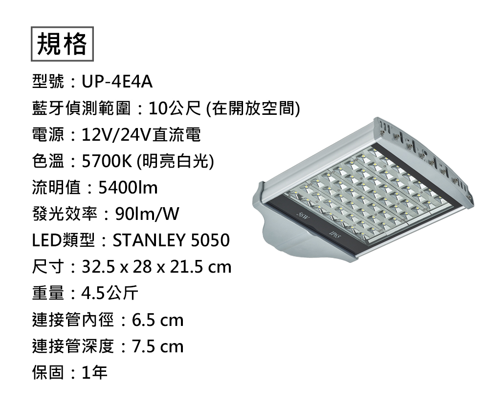 AUTOMAXX★UP-4E4A 56W LED停車場街道燈　規格說明圖