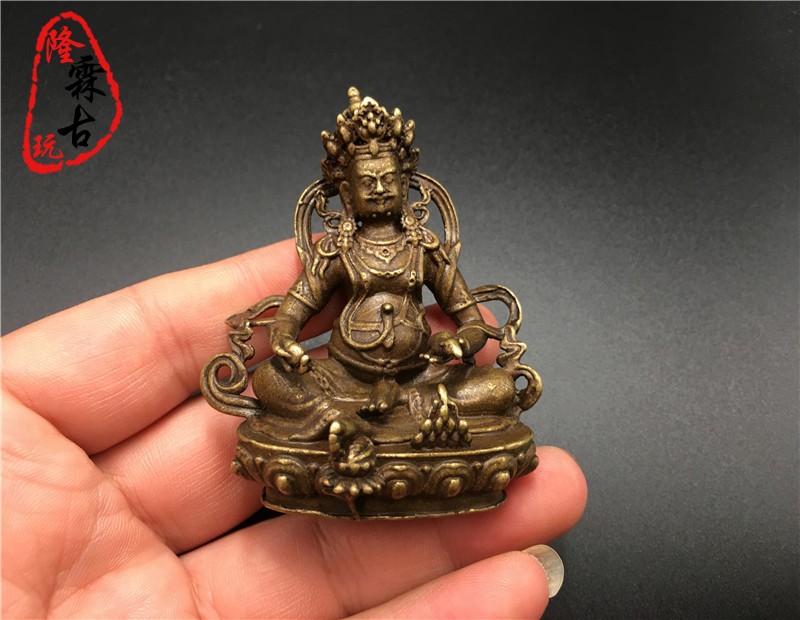 銅像 銅佛像 置物 時代物 古美術 古玩銅器密宗銅佛像黃財神小擺件黃銅仿古微雕老銅像藏佛像銅雕件