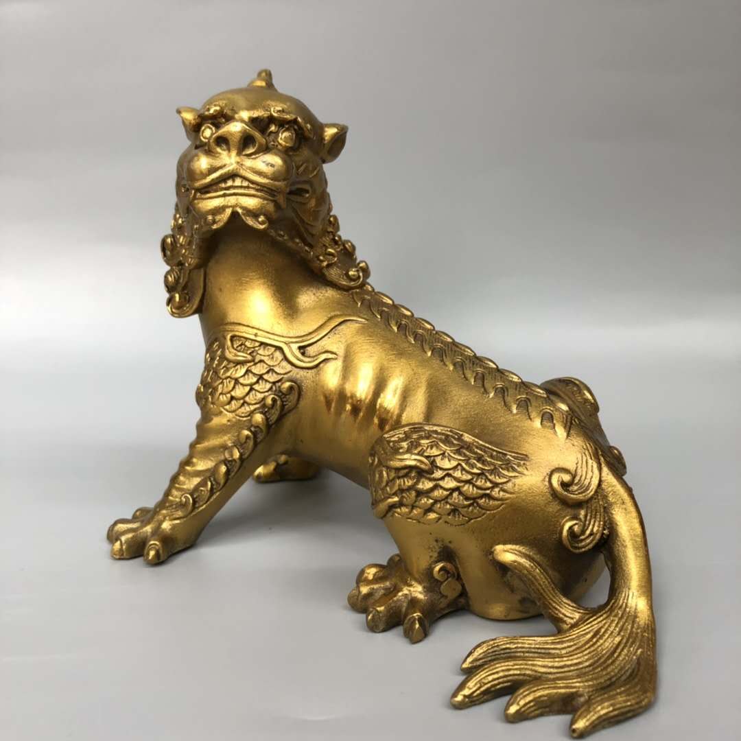 黃銅貔貅招財辟邪家居裝飾純銅地藏王坐騎獨角神獸鎮宅保平安擺件
