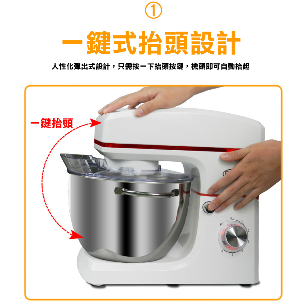 1鍵式抬頭設計人性化彈出式設計,只需按一下抬頭按鍵,機頭即可自動抬起一鍵抬頭