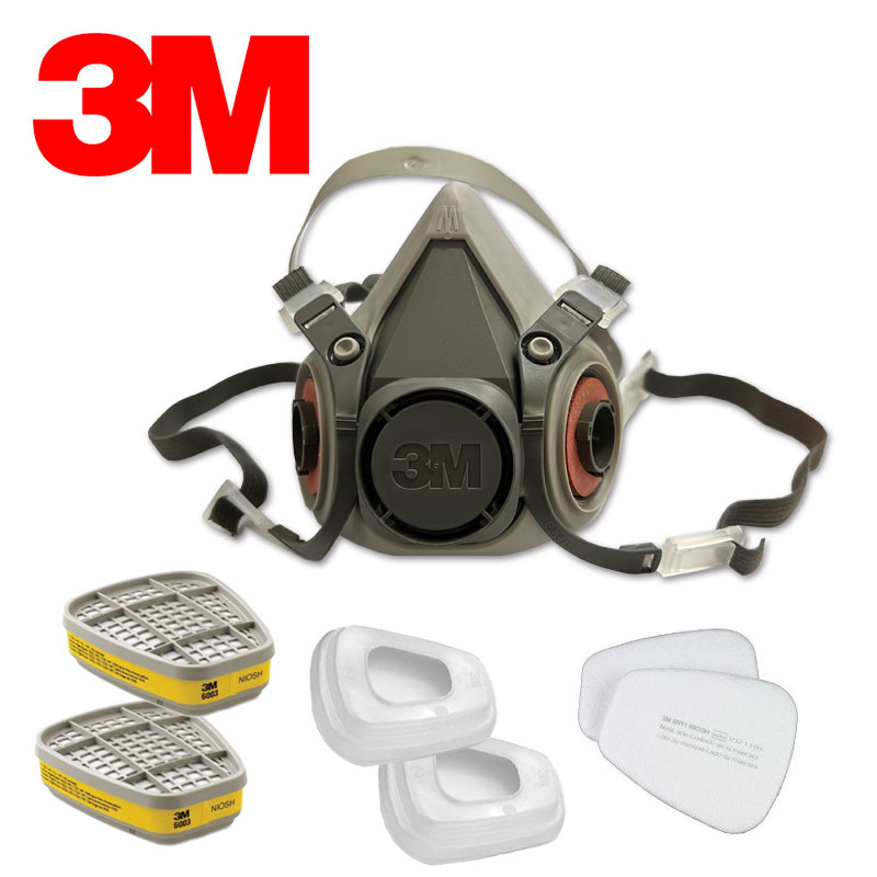 3M 6200 防毒口罩、面具(全配7件組) 半罩式，雙罐式/6200面罩主體x1