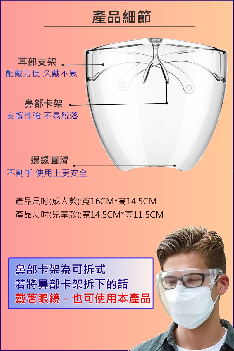 5個免運-台灣現貨【防霧型 全罩式 防護面罩】遠離病毒 防疫面罩 全罩式 護目鏡 加強防護 面罩 保護罩