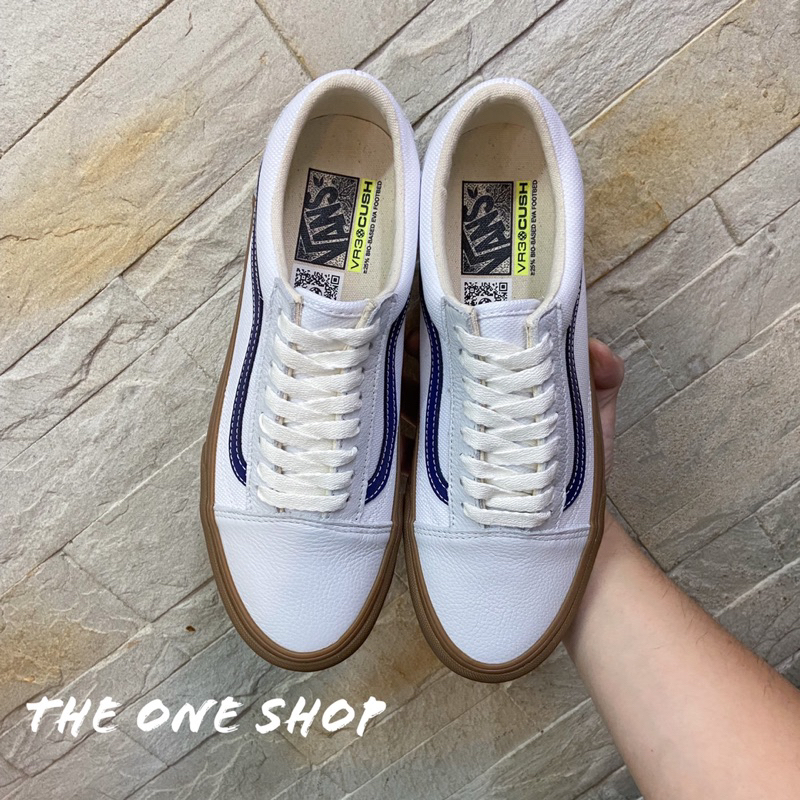 TheOneShop VANS Old Skool Vr3 白色藍線膠底帆布皮革鞋墊VN0005UBYY2