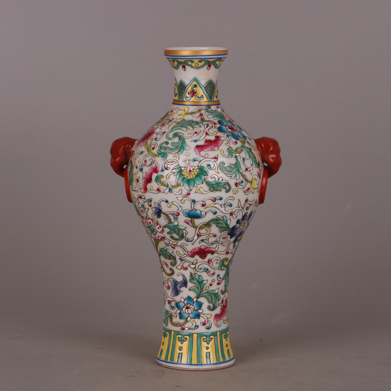 元朝龍泉双耳環付瓶