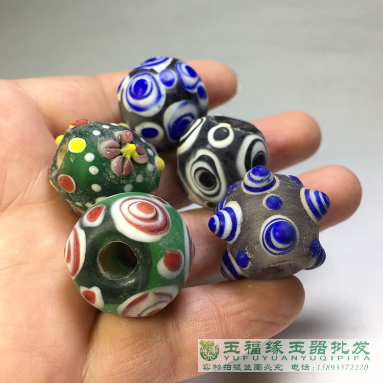 古玩雑項清代老猫眼石円珠老手串女文玩骨董