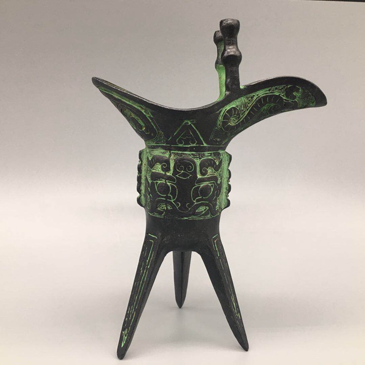 古代青銅器桌面擺件父辛爵青銅爵杯復古青銅器高貴古典送禮佳品1入| 銀