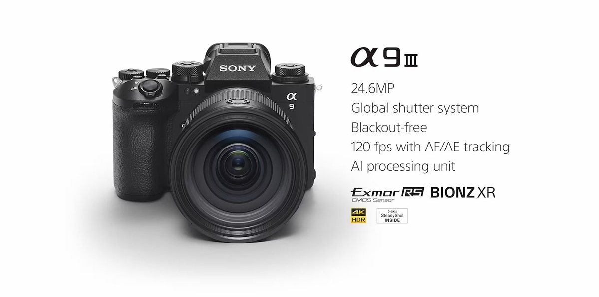 SONYα924.6MPGlobal shutter systemBlackoutfree120 fps with AF/AE trackingAl processing unitExmor RS BIONZ XRCMOS SensorHDR-INSIDE