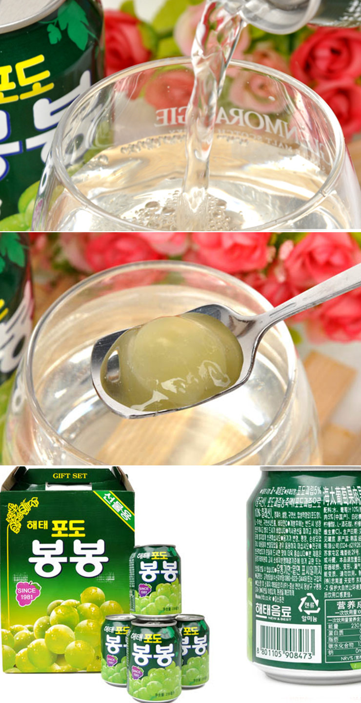 【箱購更便宜】韓國飲料 Haitai 海太果肉汁禮盒(葡萄/水梨)(12罐入)
