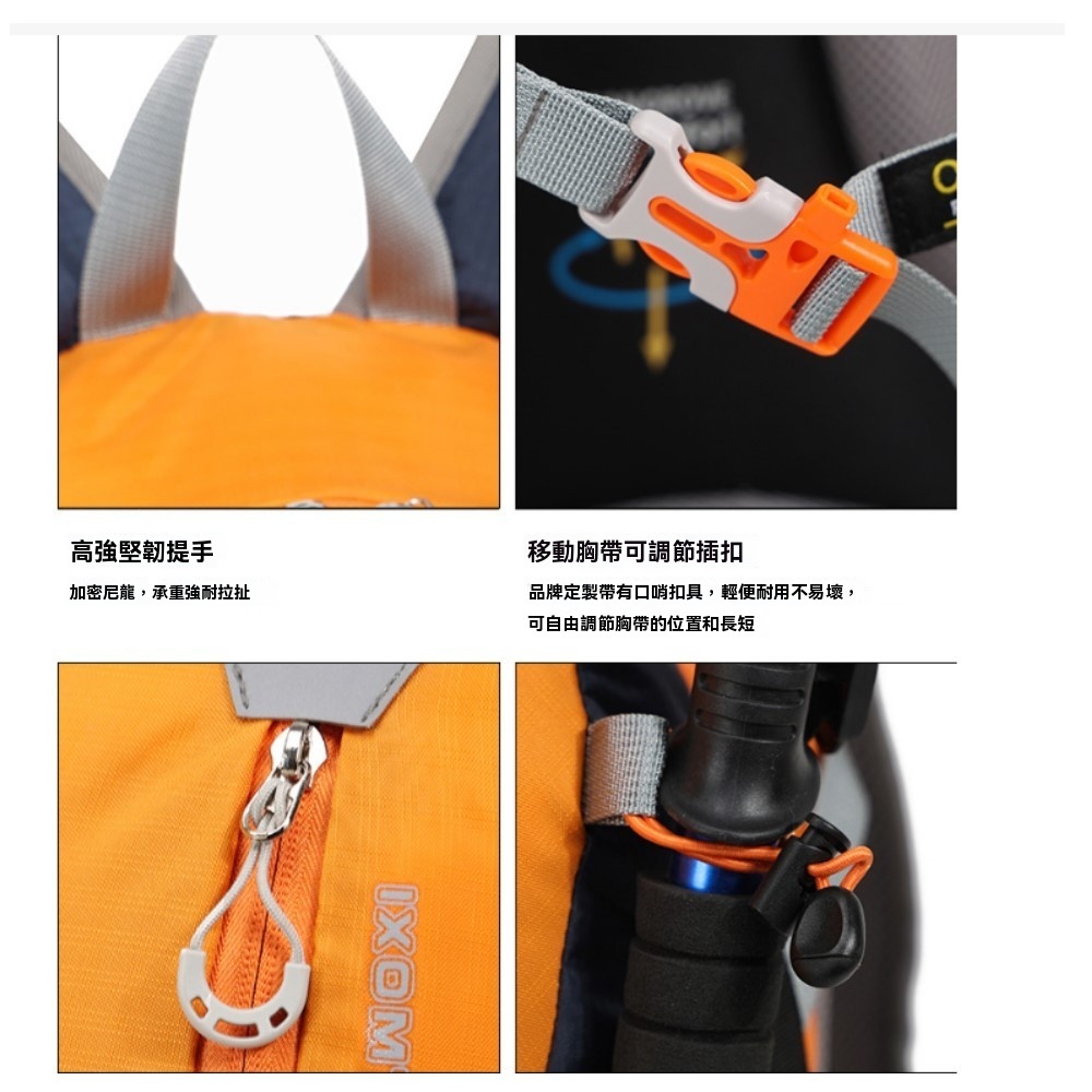 高強堅韌提手加密尼龍,承重強耐拉扯移動胸帶可調節插扣品牌定製帶有口哨扣具,輕便耐用不易壞,可自由調節胸帶的位置和長短IXOM