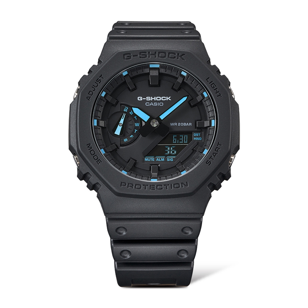 CASIO G-SHOCK 霓虹藍雙顯腕錶GA-2100-1A2｜聖誕禮物首選☆滿額折價+免