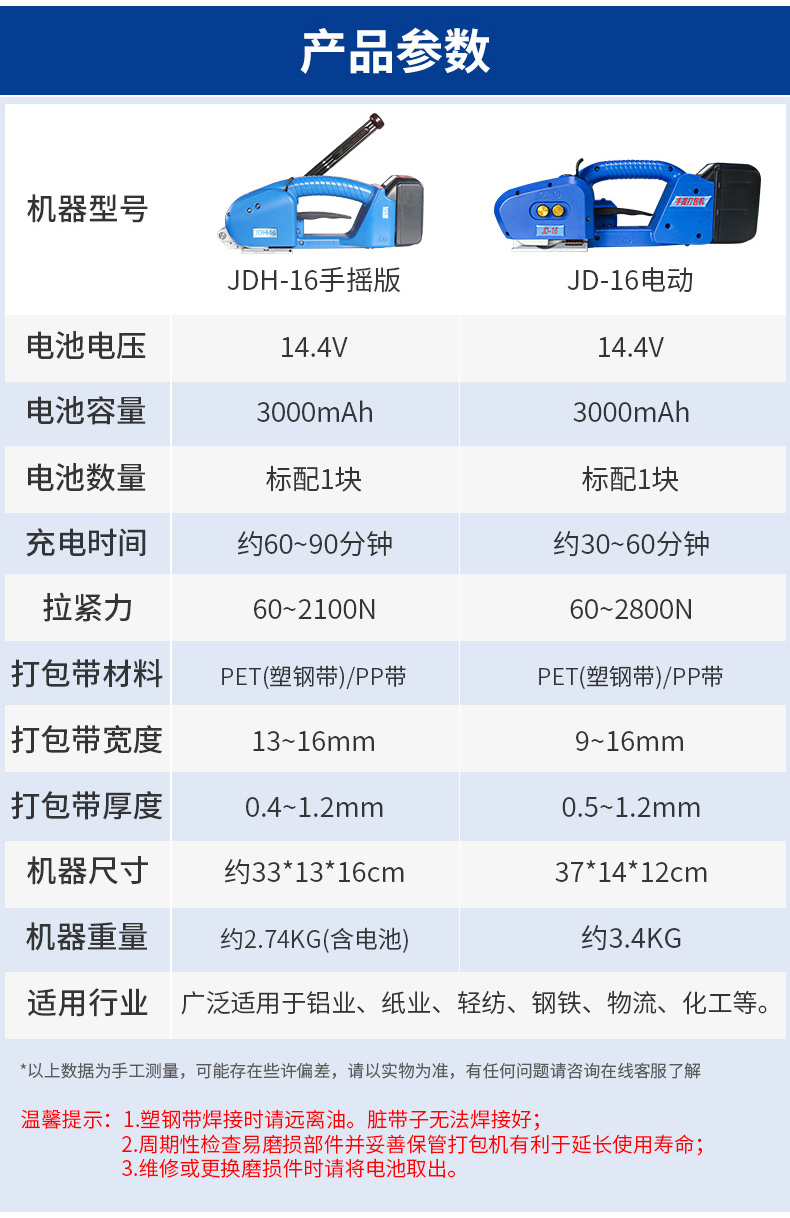 中敏JD13/16手提式電動打包機全自動塑鋼帶pet捆紮熱熔免扣pp帶塑料帶小型打包拉緊器森馬先生旗艦店| 森馬先生旗艦店直營店|