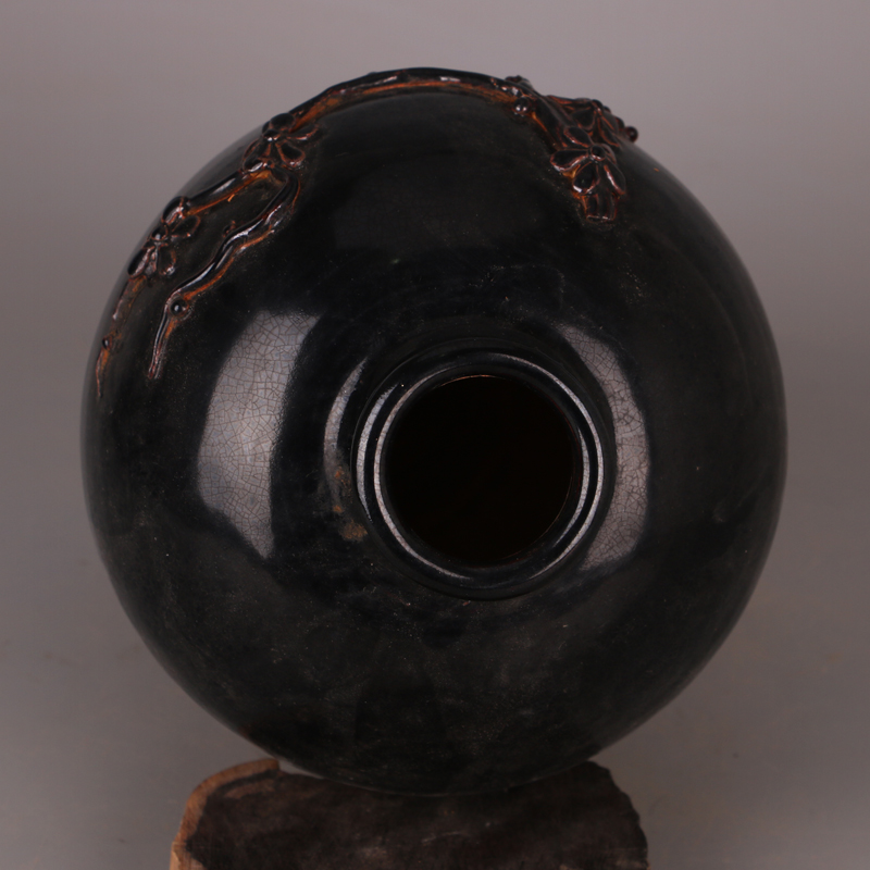 七滝屋】唐物 古玩 古陶磁器 宋時代 彩釉陶磁 [ 黑褐釉彫