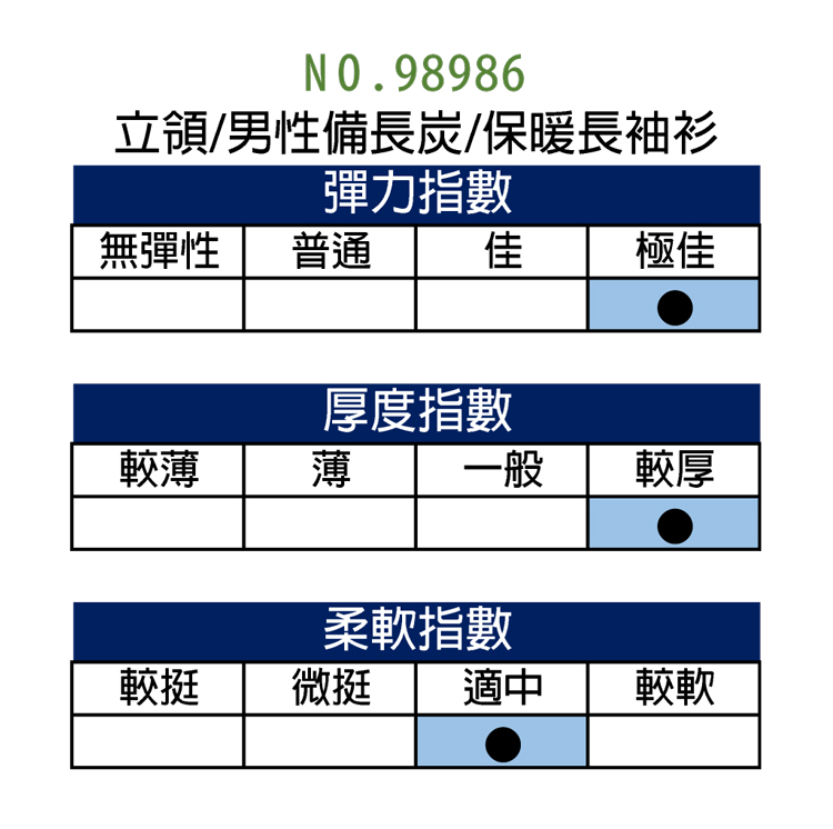 【福井家康】 備長炭男性外穿式高領保暖長袖衫 / 台灣製 / 單件組 / 98986