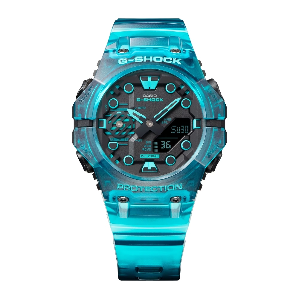 送禮首選☆CASIO 卡西歐G-SHOCK 藍牙連線時尚錶圈雙顯腕錶46mmGA-B001G