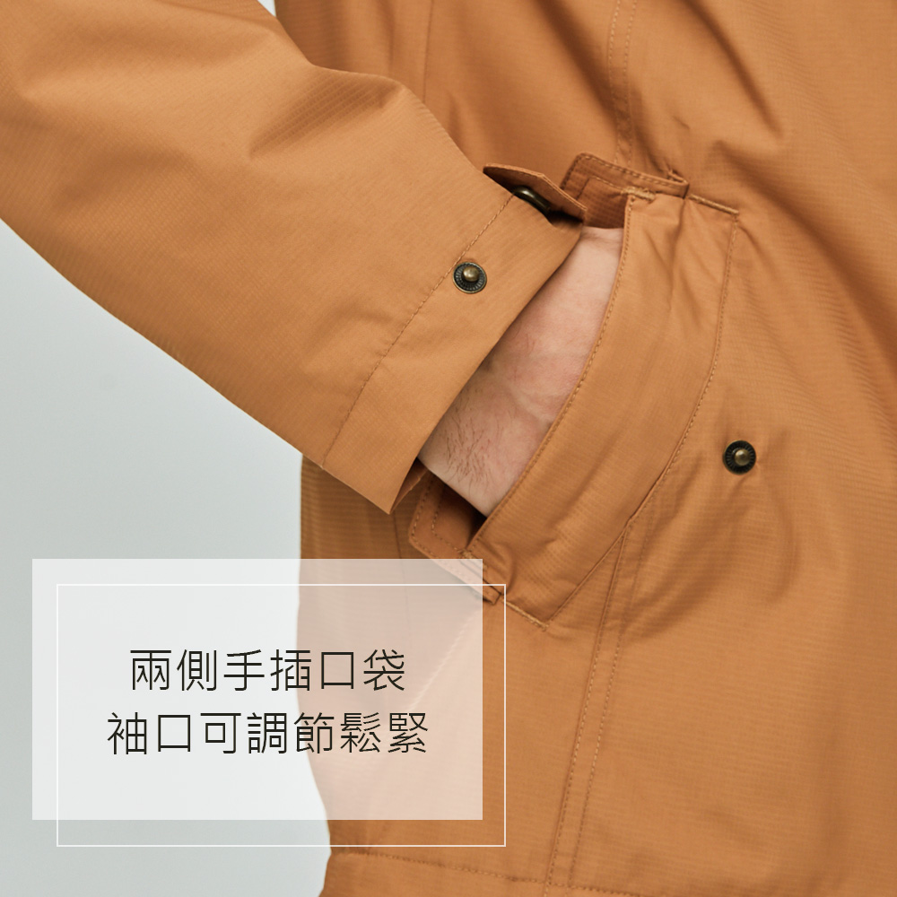 兩側手插口袋袖口可調節鬆緊