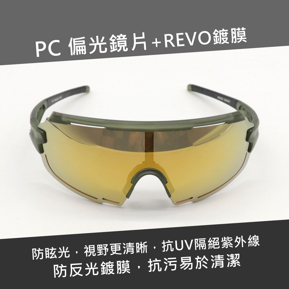 PC 偏光鏡片+REVO鍍膜防眩光,視野更清晰,抗UV隔絕紫外線防反光鍍膜,抗污易於清潔