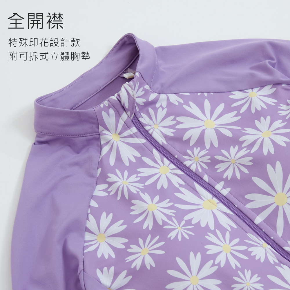 全開襟特殊印花設計款附可拆式立體胸墊