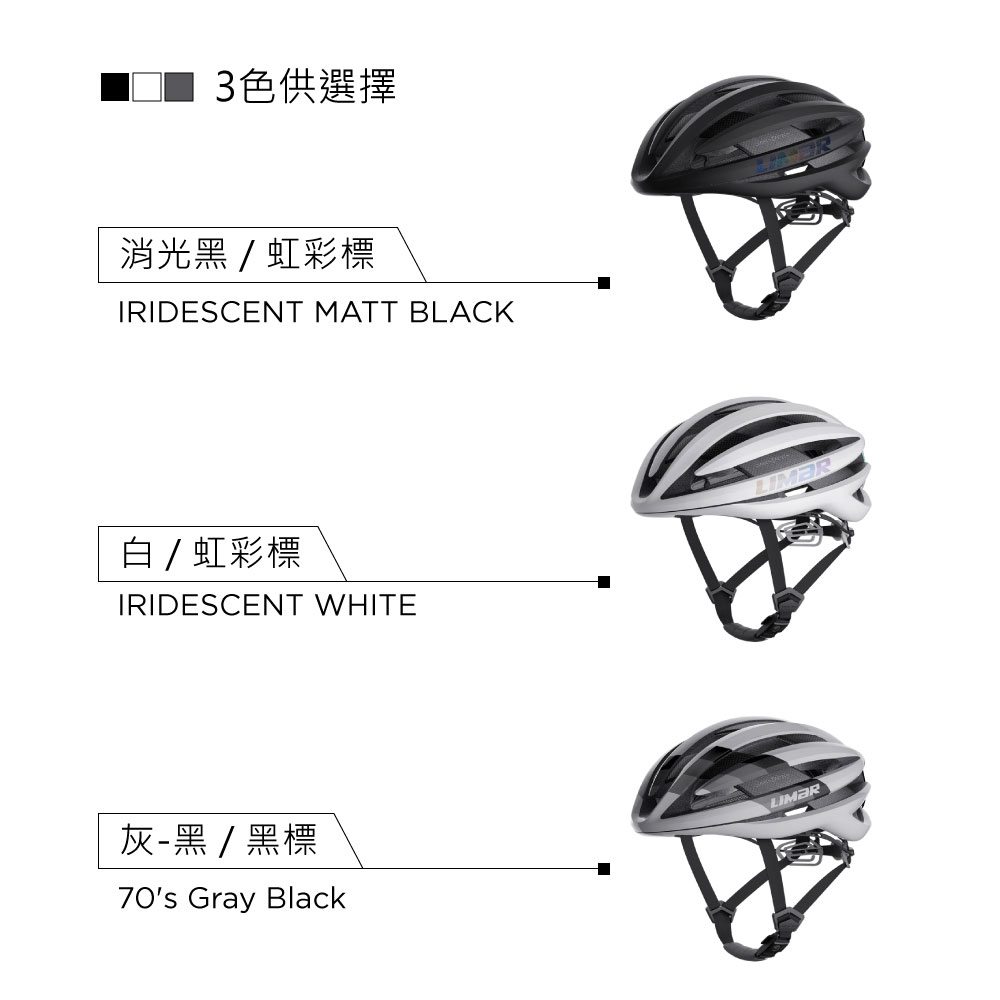 3色供選擇消光黑/虹彩標IRIDESCENT MATT BLACK白/虹彩標IRIDESCENT WHITE灰-黑/黑標70's Gray Black