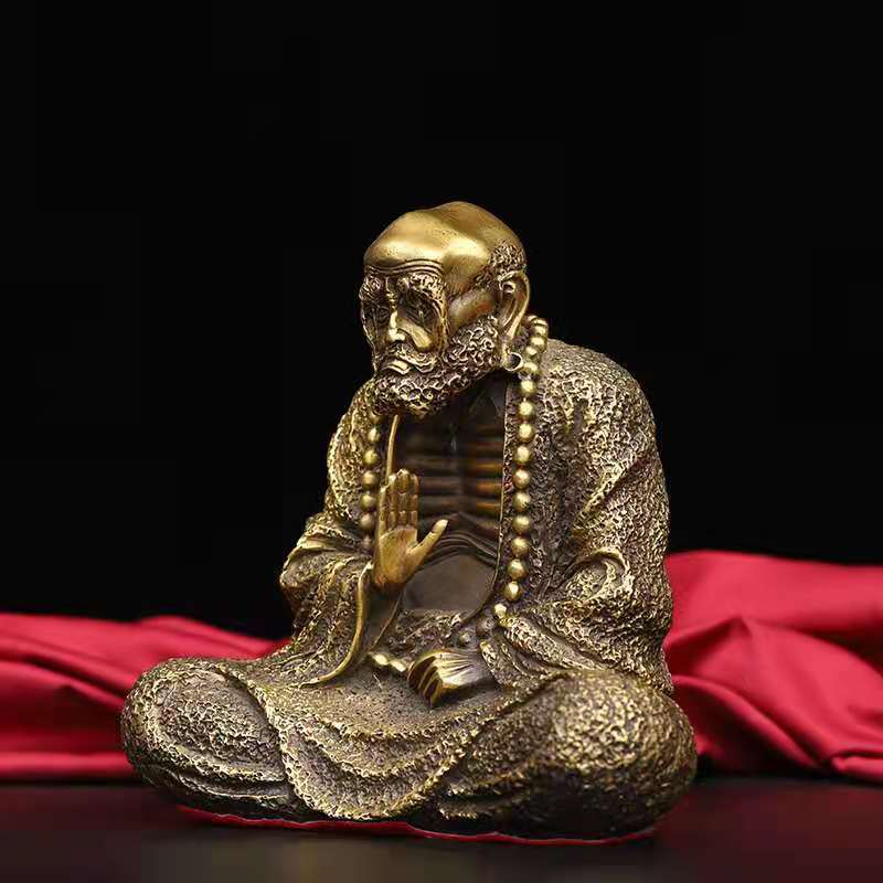 彩文堂】收集品 銅製鍍金 達摩祖師像 重1.83kg A0418