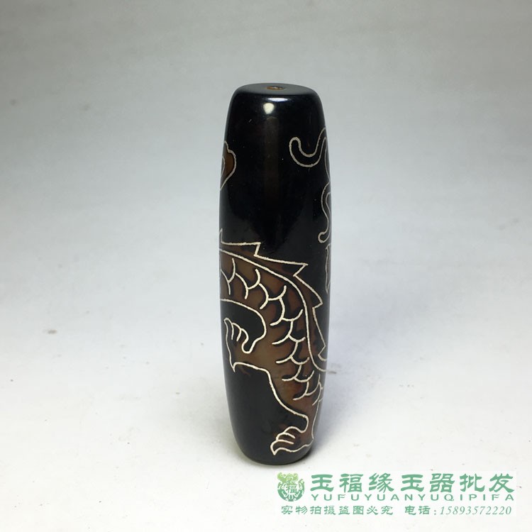 西藏天珠大號高油包漿鑲嵌天珠搓銅掐絲天眼吊墜款九眼龍紋天珠| 協貿