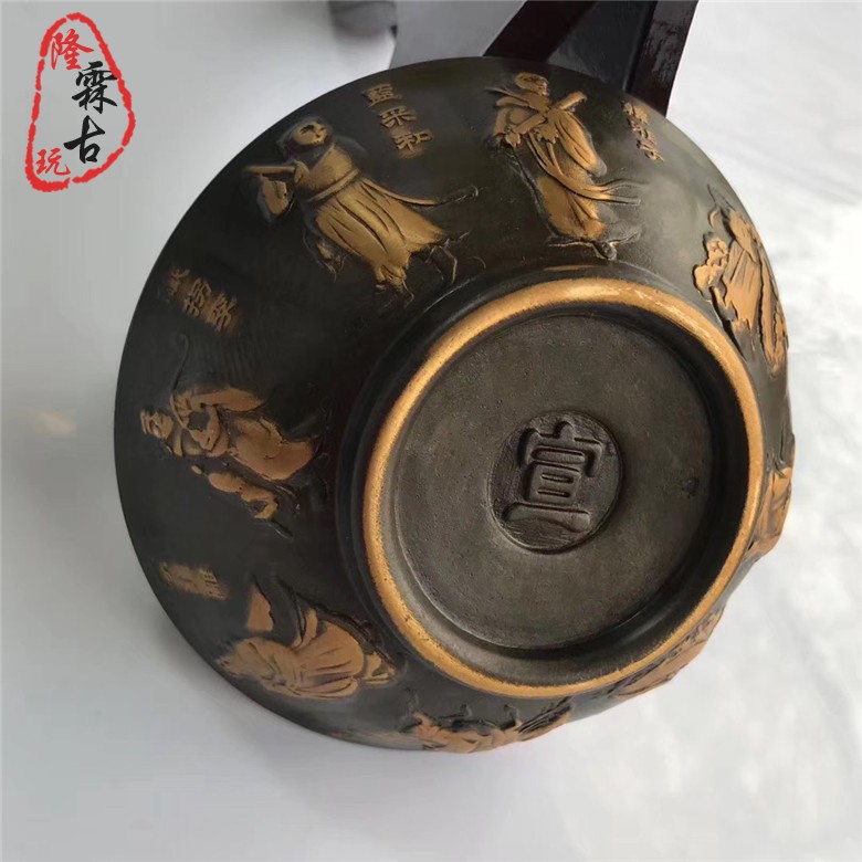 古玩雜項純黃銅八仙碗仿古銅碗小擺件銅器銅雕件銅器皿供奉碗銅鑄| 銀